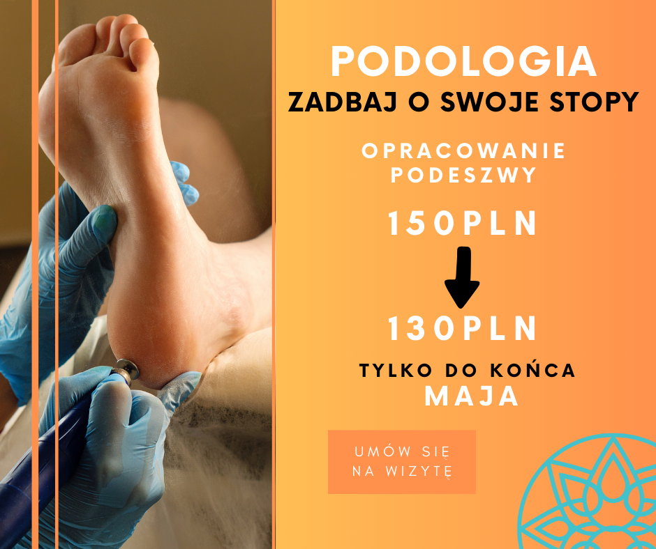Opracowanie podeszwy – PROMOCJA!
Zamiast 150 zł – teraz tylko 130 zł! !
Zadbaj o zdrowie i komfort swoich stóp! Ten specjalistyczny zabieg podologiczny polega na dokładnym oczyszczeniu, wygładzeniu oraz usunięciu zrogowaceń i modzeli z podeszwy stóp. Przynosi natychmiastową ulgę, poprawia estetykę stóp i zapobiega dalszym problemom skórnym. !
Dla kogo? !
Dla osób z nadmiernym rogowaceniem naskórka !
Z odciskami, modzelami lub suchą, pękającą skórą !
Ceniących komfort i profilaktykę zdrowia stóp !
Zabieg wykonywany jest przy użyciu profesjonalnych, sterylnych narzędzi i dobranych indywidualnie preparatów. !
Zadbaj o swoje stopy w promocyjnej cenie – tylko teraz 130 zł!